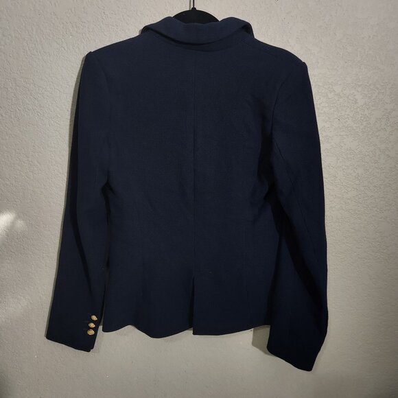 Harve Benard Navy Textured Blazer Size 6 Gold Button Closure Navy Blue - Picture 7 of 16